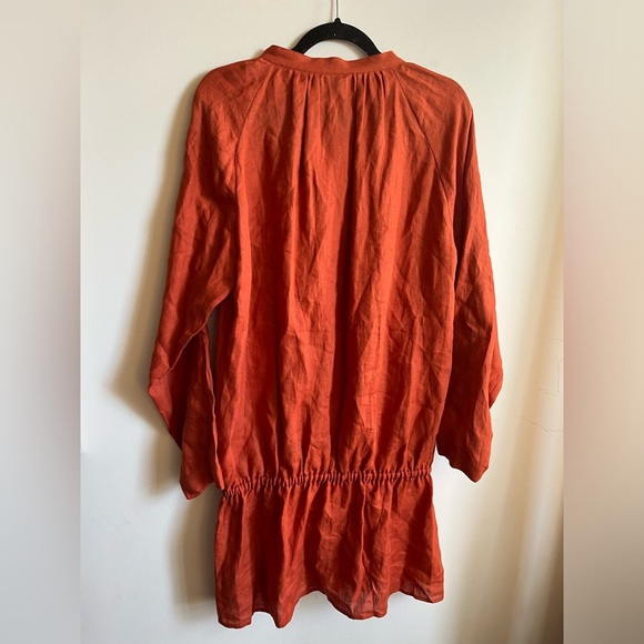 NWT Agnes B. paris 100% Linen Burnt Orange Long Sleeve Dress 10 US/ 42 EU - Picture 9 of 10
